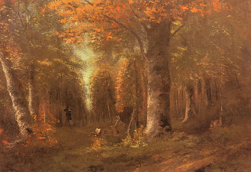 Courbet, Gustave Forest in Autumn Sweden oil painting art